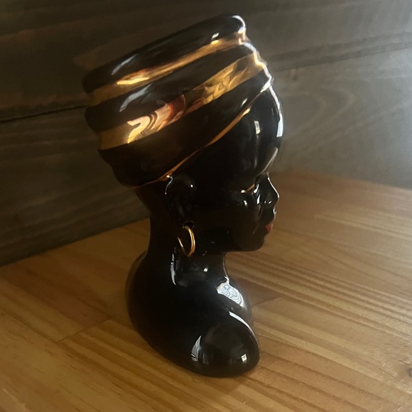 Vintage African Ceramic Head Vase Planter 4.5” - Picture 4 of 6